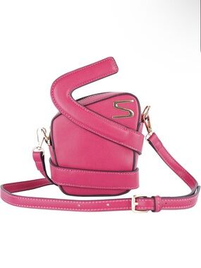 CISE Hot Pink S-Logo Crossbody Bag with Gold Hardware